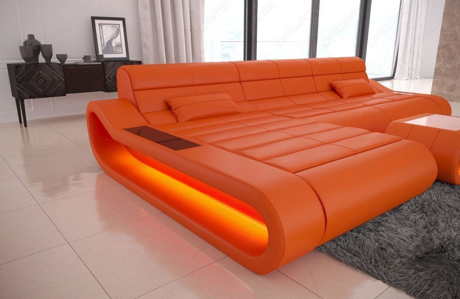 Ledersofa Concept L-Form – Lang & Komfortabel orange