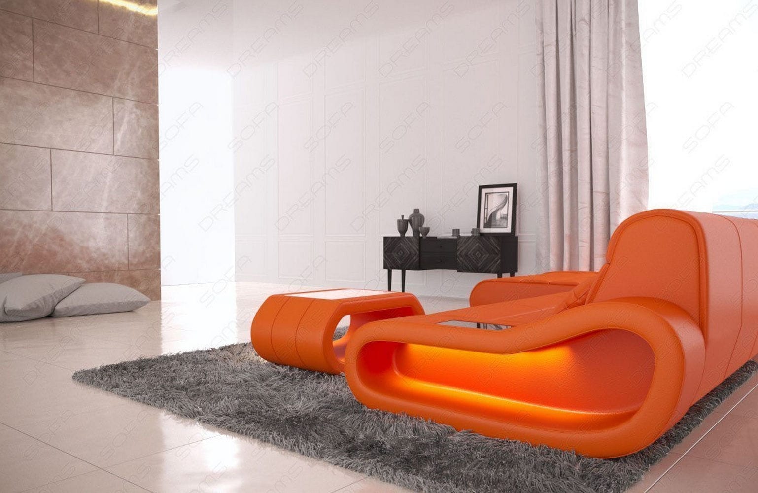 Ledersofa Concept L-Form – Lang & Komfortabel orange