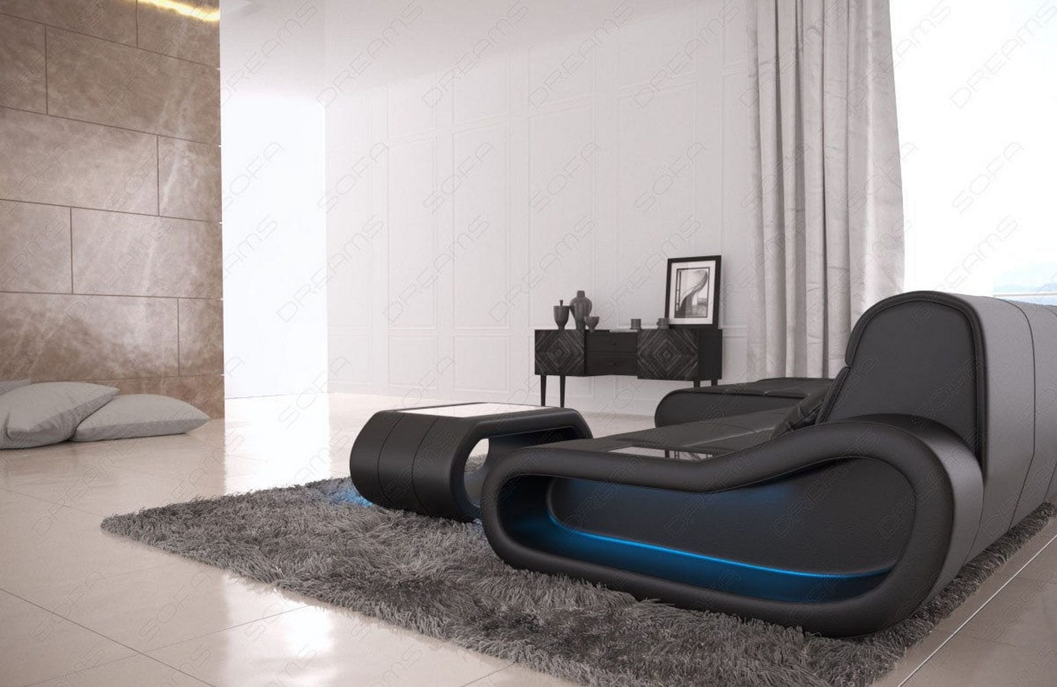 Ledersofa Concept L-Form – Lang & Komfortabel schwarz