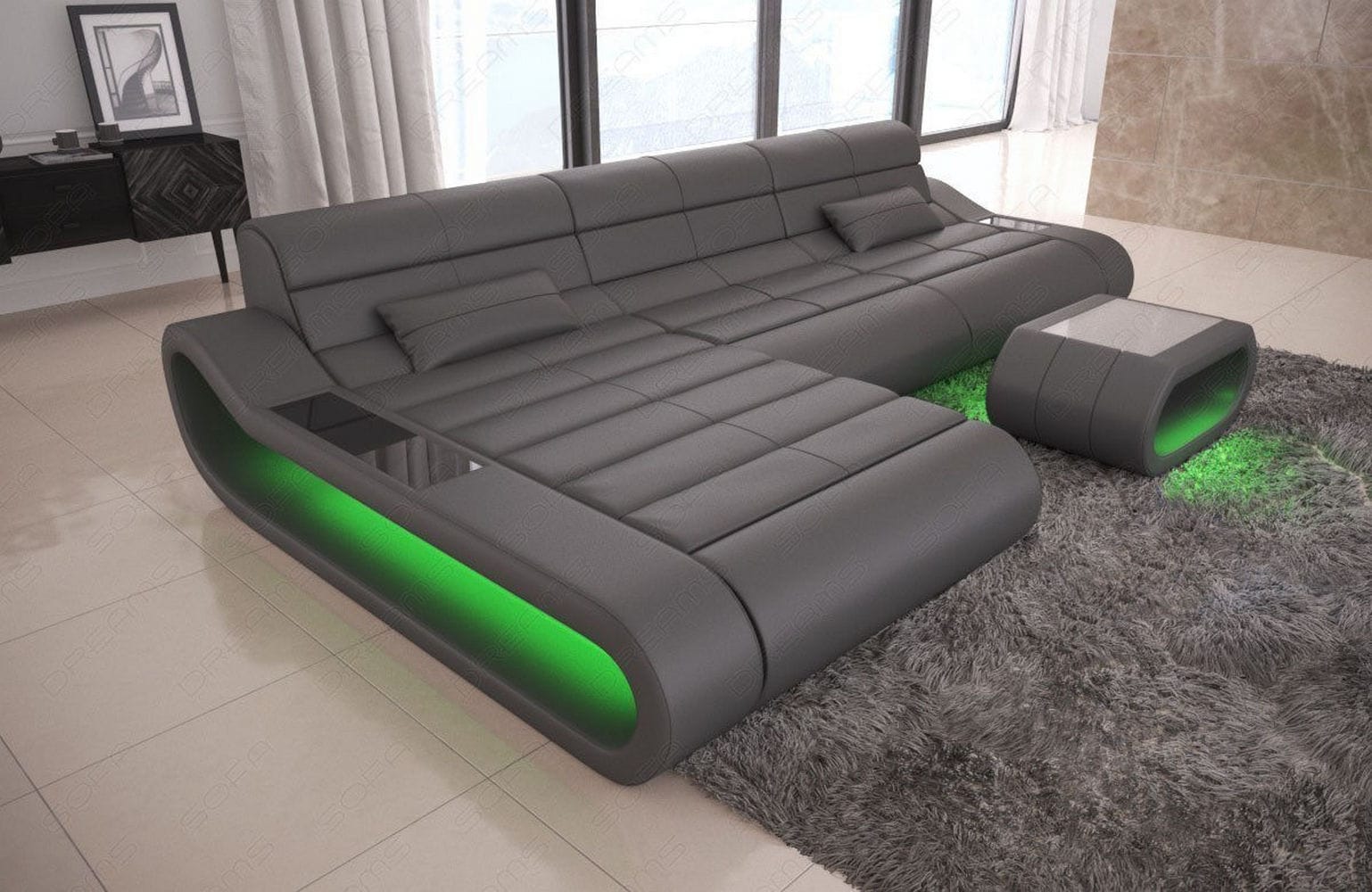 Ledersofa Concept L-Form – Lang & Komfortabel grau