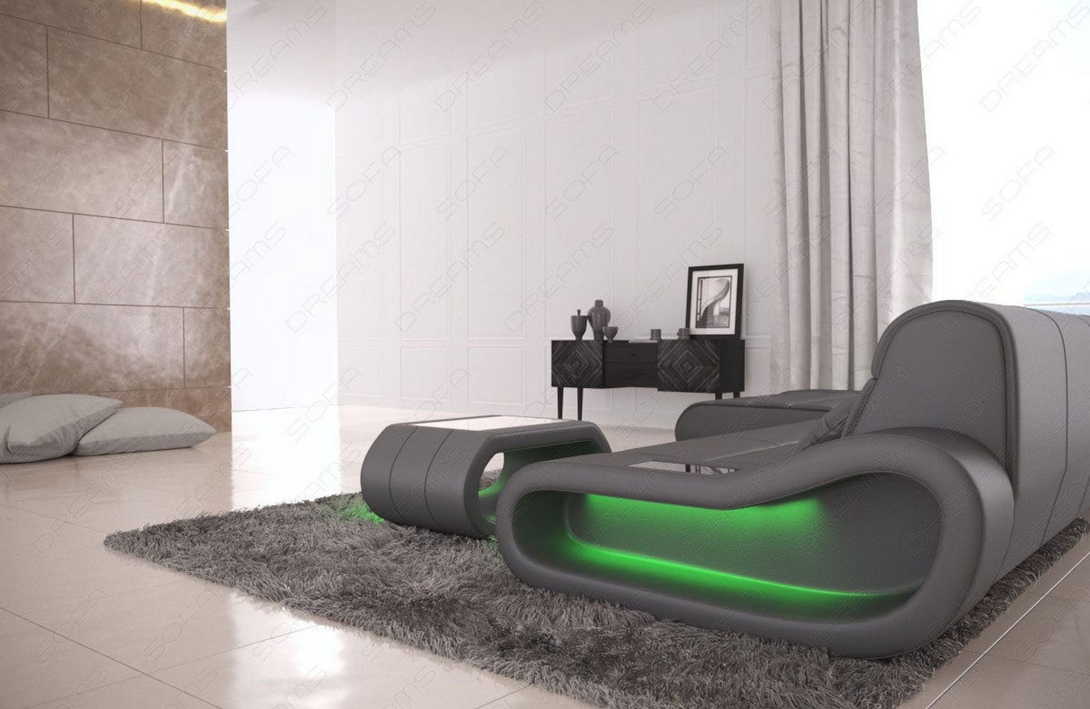 Ledersofa Concept L-Form – Lang & Komfortabel grau