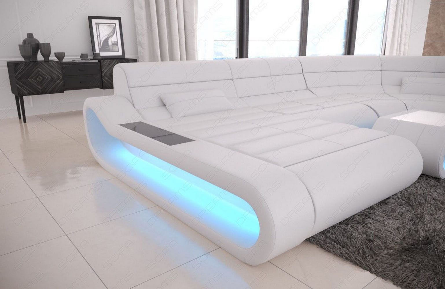 Wohnlandschaft Concept U Form aus Leder weiß