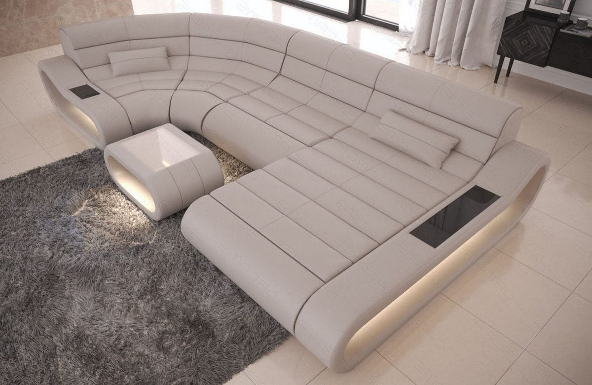 Wohnlandschaft Concept U-Form aus Leder beige