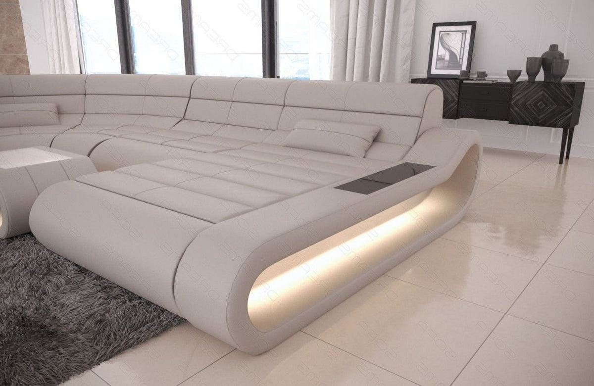 Wohnlandschaft Concept U-Form aus Leder beige