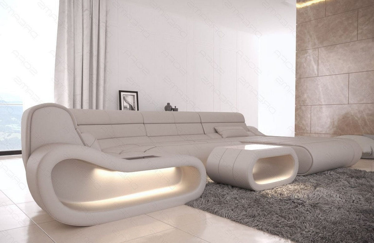Wohnlandschaft Concept U-Form aus Leder beige