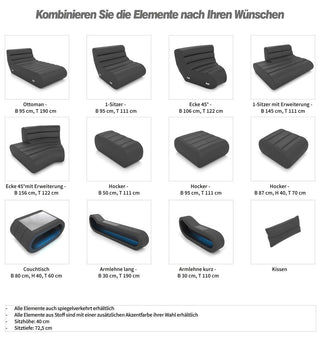 Wohnlandschaft Concept U-Form aus Leder beige