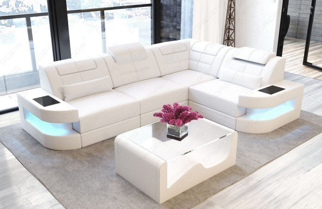 Mini Couch Como L-Form in Leder