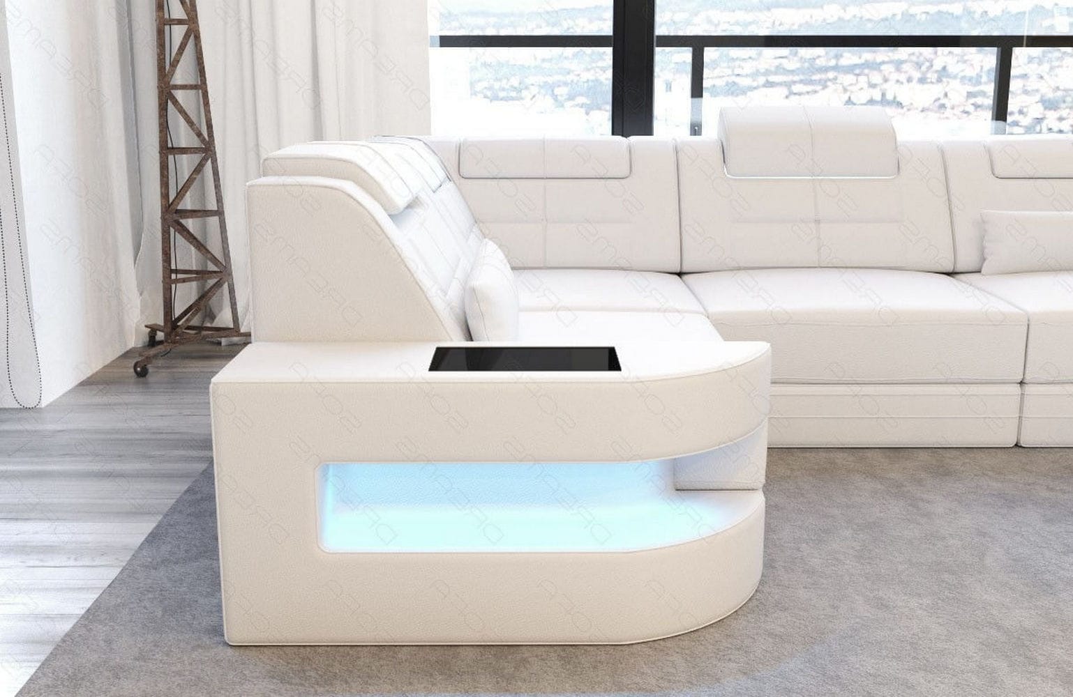 Designersofa Como L-Form – Leder & Luxus weiß