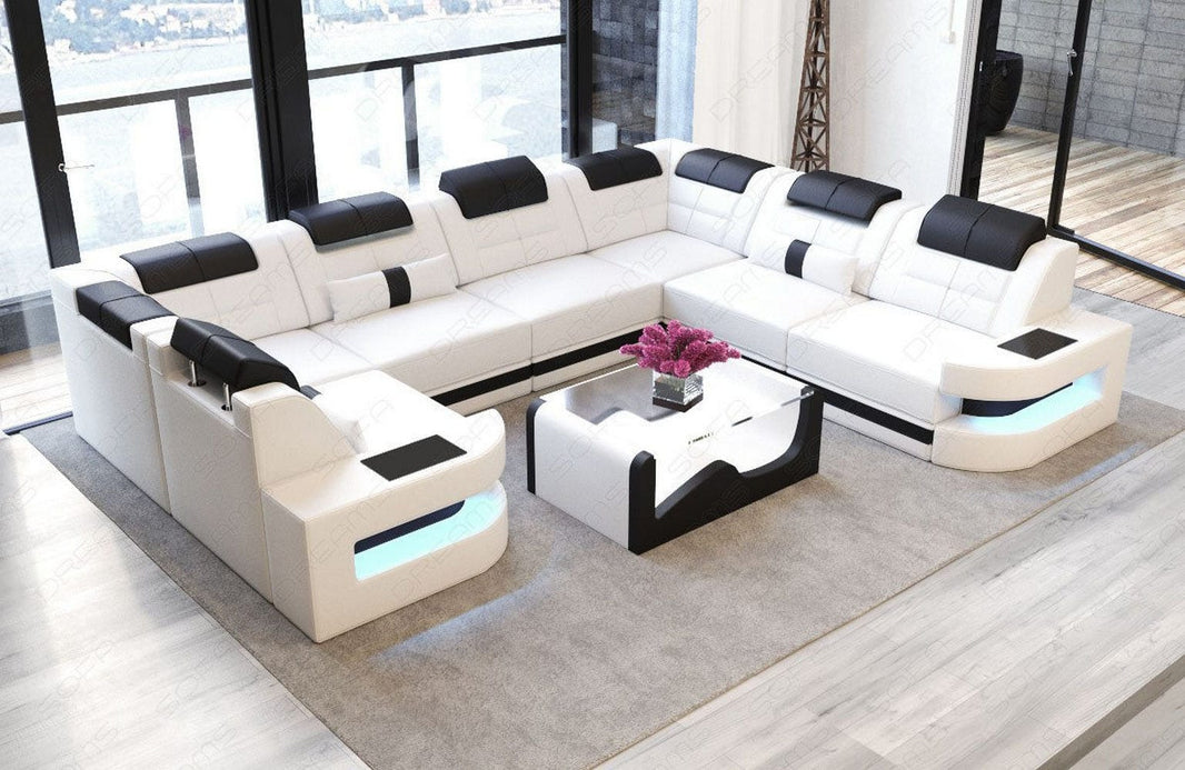 Mini Wohnlandschaft Como U-Form in Leder