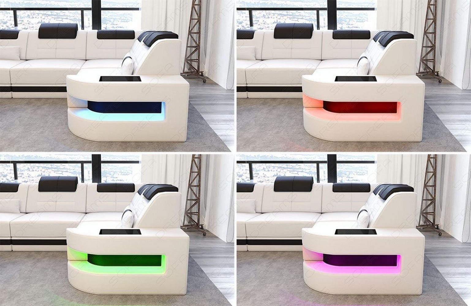 Leder Couch Como U Form mit Beleuchtung – Modern & Stilvoll schwarz