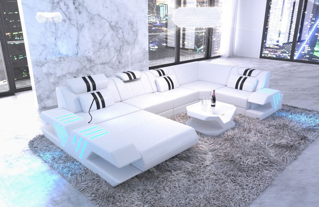 Wohnlandschaft Venedig U-Form in Leder