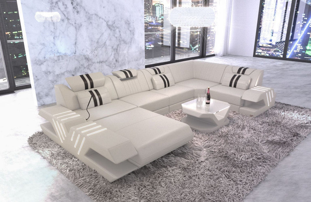 Wohnlandschaft Venedig U-Form in Leder