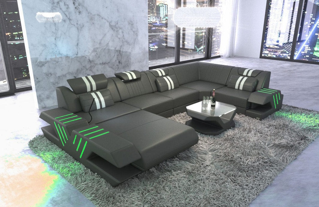 Wohnlandschaft Venedig U-Form in Leder