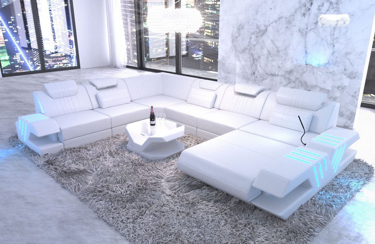 Mega Wohnlandschaft Venedig XXL – Leder Sofa