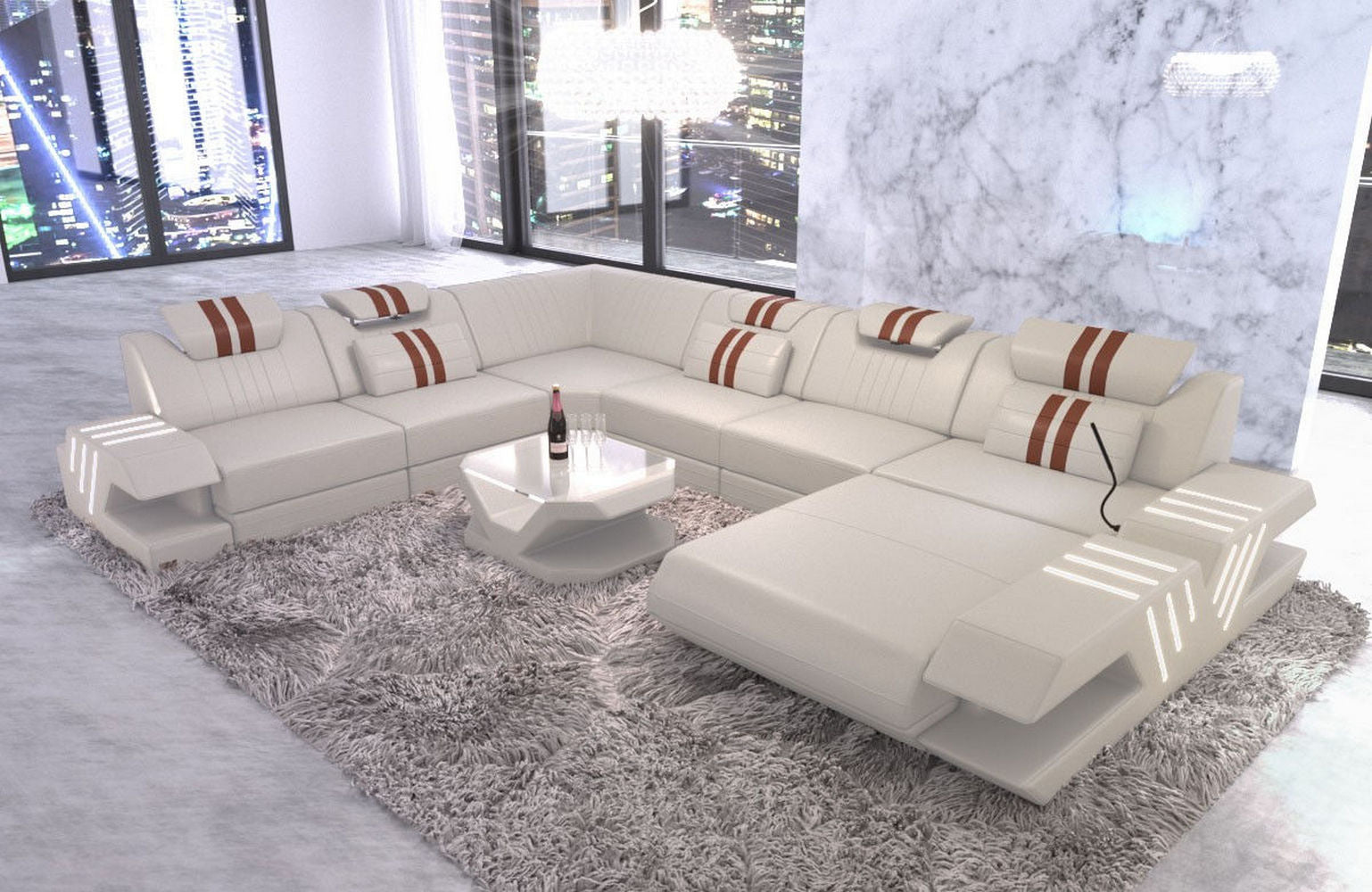 Mega Wohnlandschaft Venedig XXL – Leder Sofa