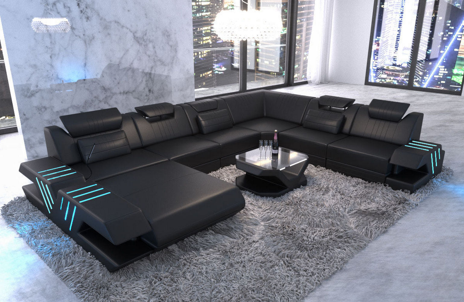 Mega Wohnlandschaft Venedig XXL – Leder Sofa