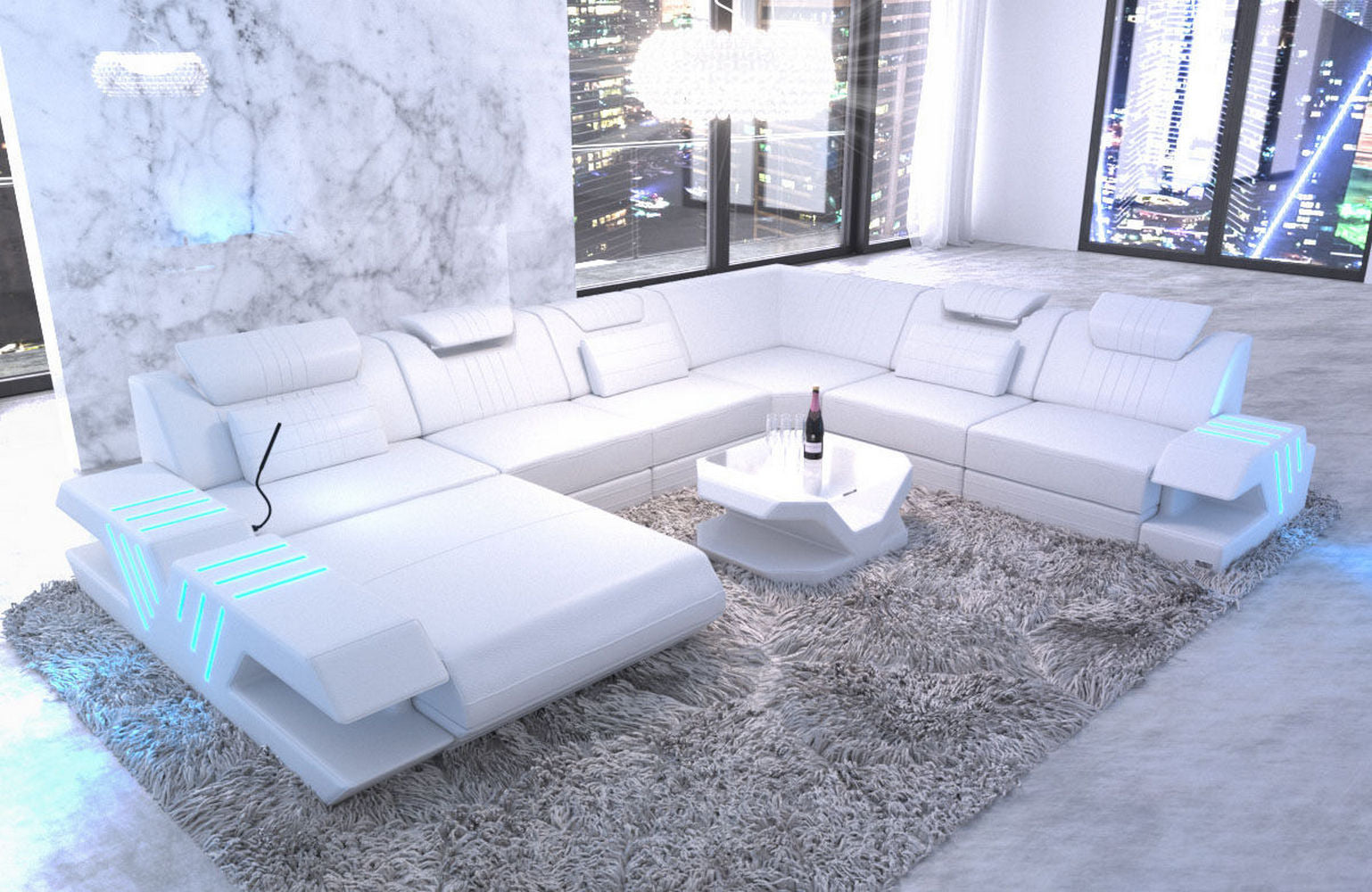 Mega Wohnlandschaft Venedig XXL – Leder Sofa