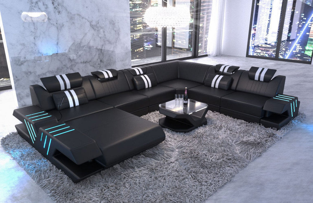 XXL Wohnlandschaft Mega Venedig U-Form aus Leder