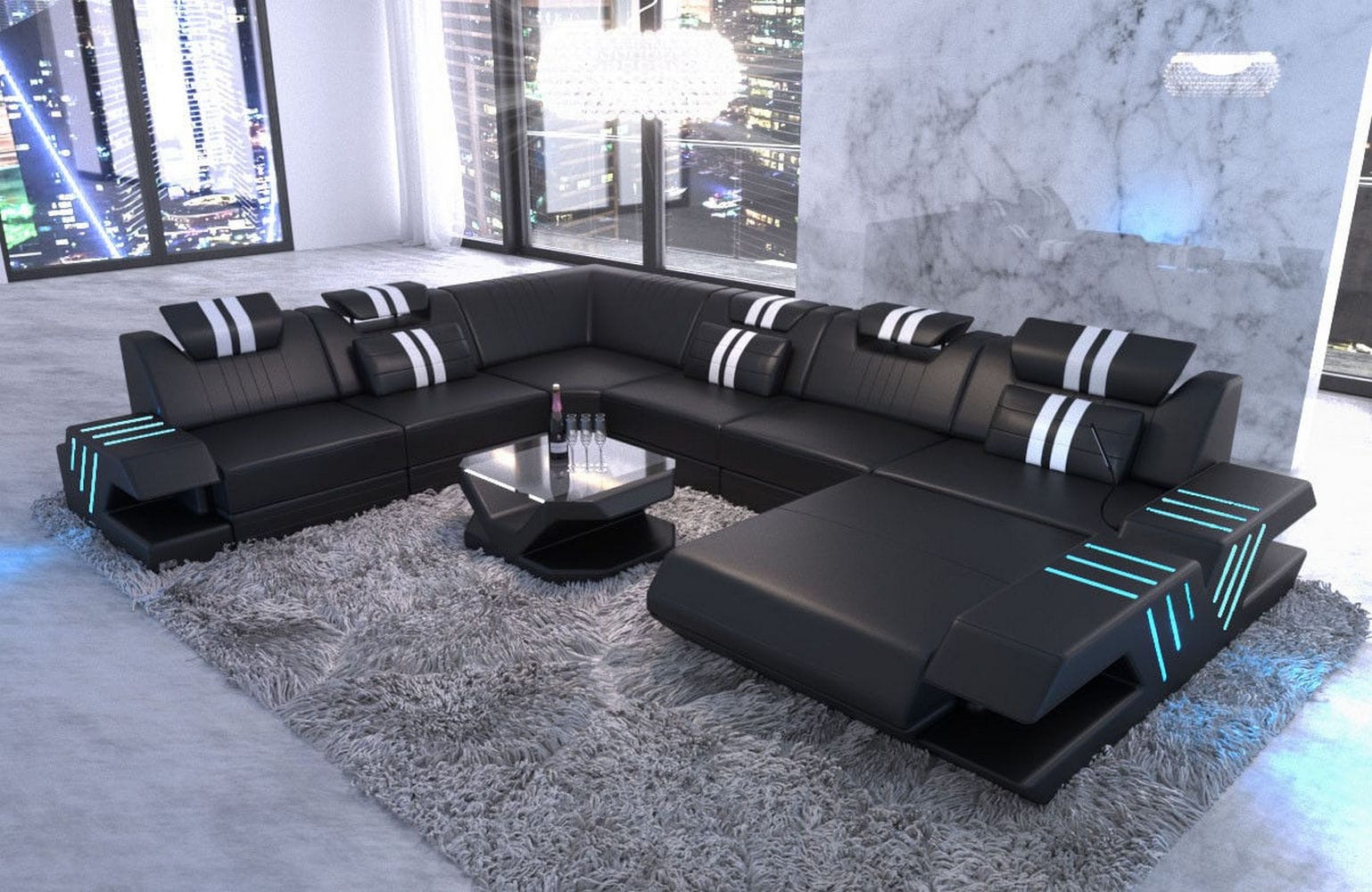 Mega Wohnlandschaft Venedig XXL – Leder Sofa