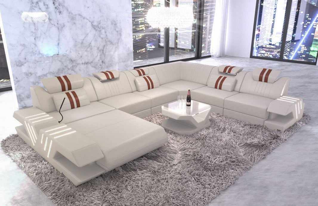 XXL Wohnlandschaft Mega Venedig U-Form aus Leder