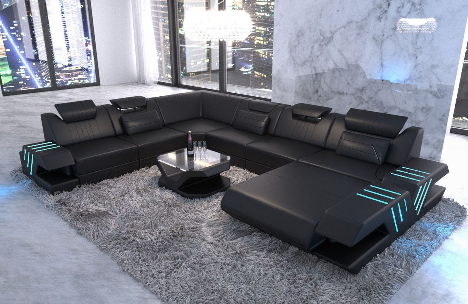 Mega Wohnlandschaft Venedig XXL – Leder Sofa