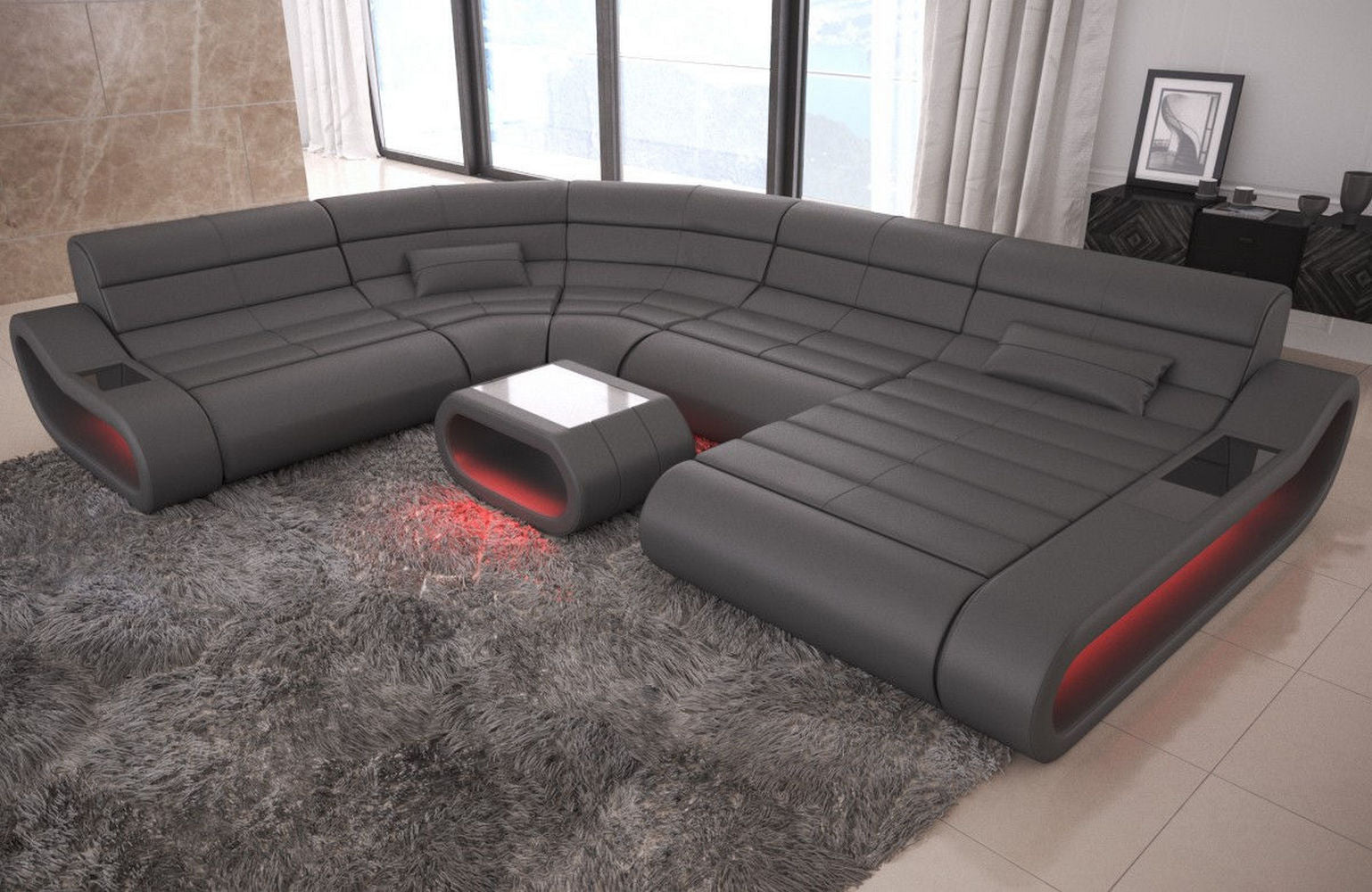 Leder Wohnlandschaft Concept XXL – Komfort & Stil grau