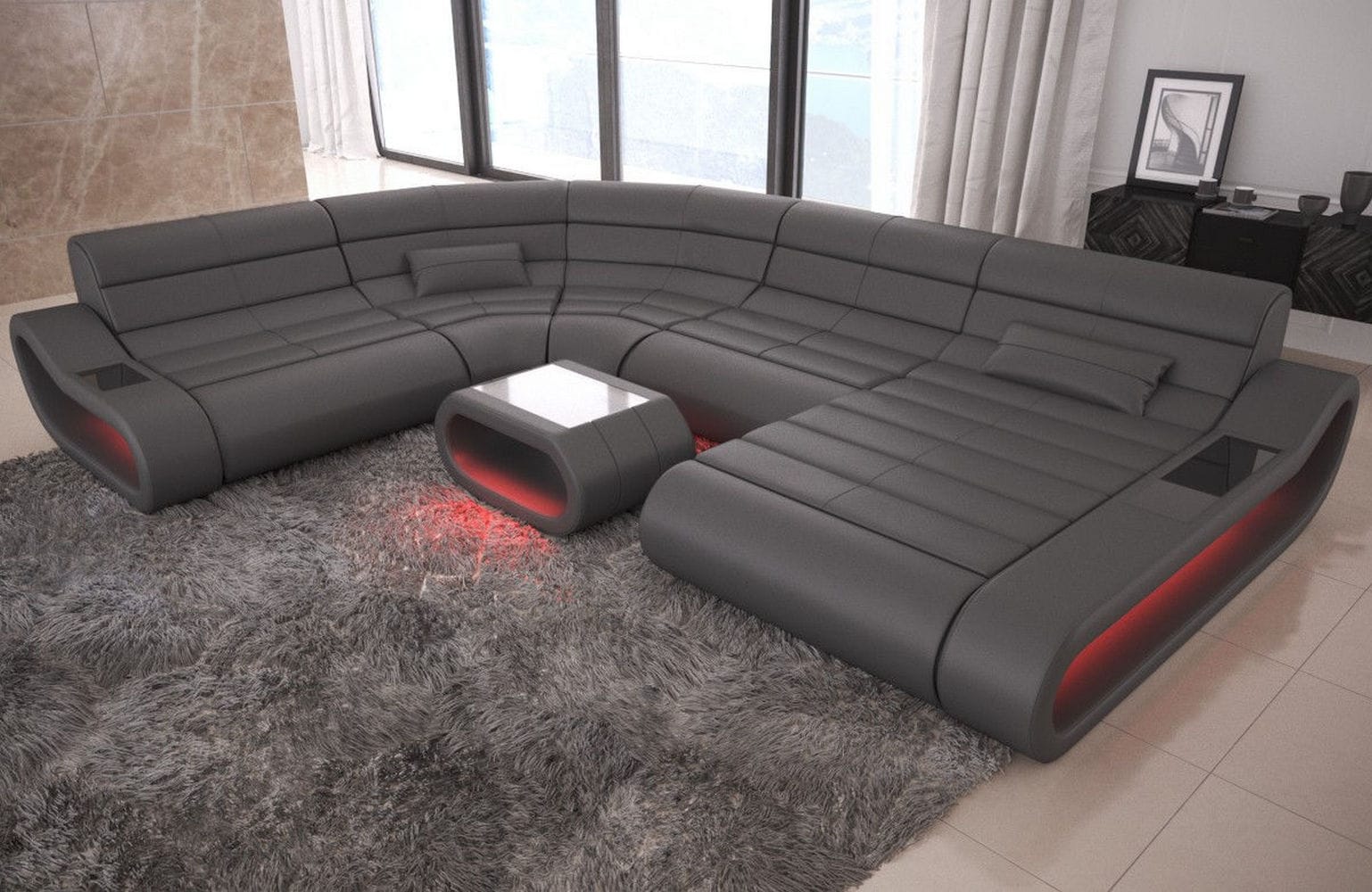 Leder Wohnlandschaft Concept XXL – Komfort & Stil grau