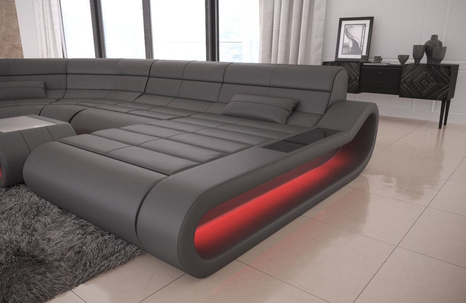 Leder Wohnlandschaft Concept XXL – Komfort & Stil grau