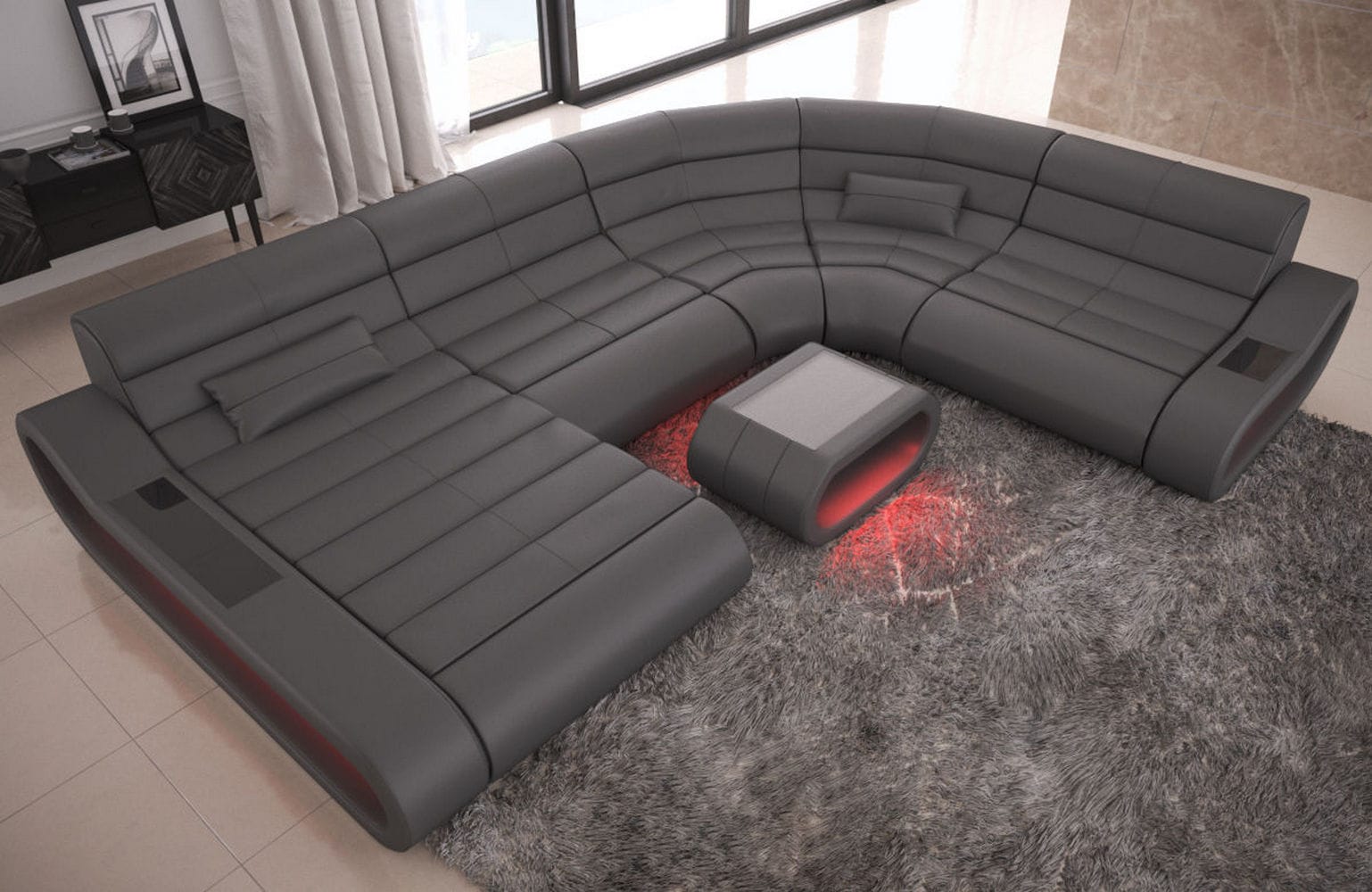 Leder Wohnlandschaft Concept XXL – Komfort & Stil grau