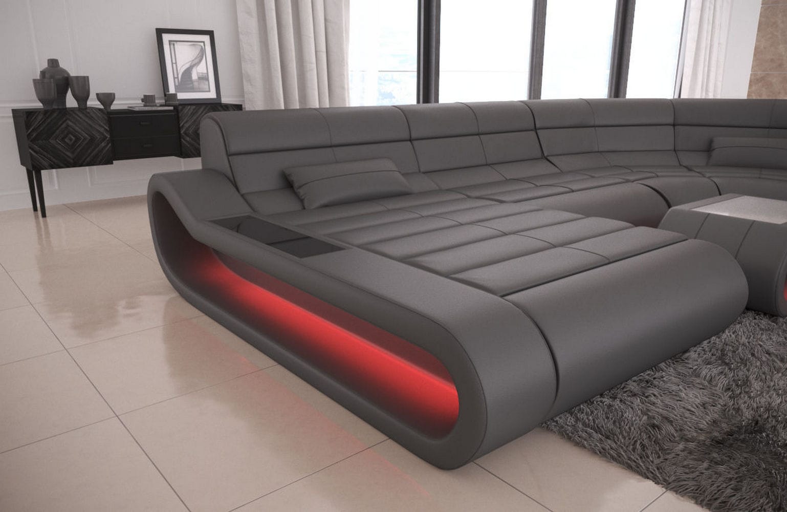 Leder Wohnlandschaft Concept XXL – Komfort & Stil grau