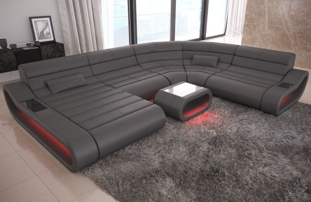 XXL Wohnlandschaft Concept U-Form in Leder