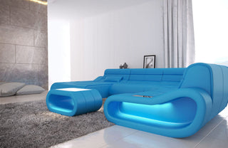 XXL Wohnlandschaft Concept U-Form in Leder blau