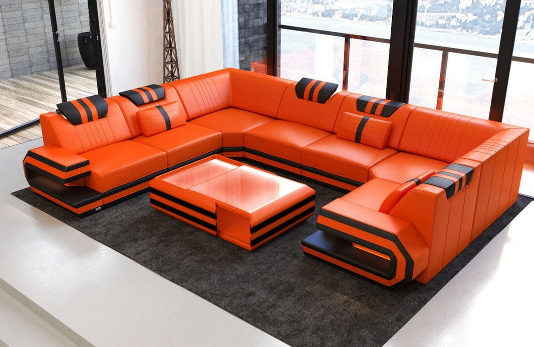 Designsofa Ragusa U-Form aus Leder