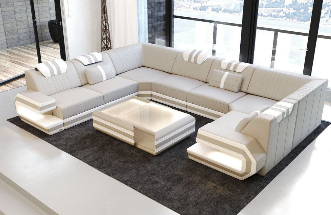Designsofa Ragusa U-Form aus Leder