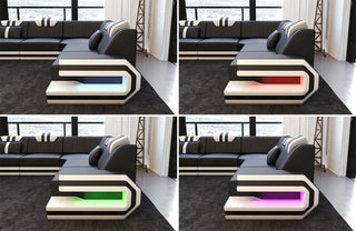 Designsofa Ragusa U-Form aus Leder orange-schwarz