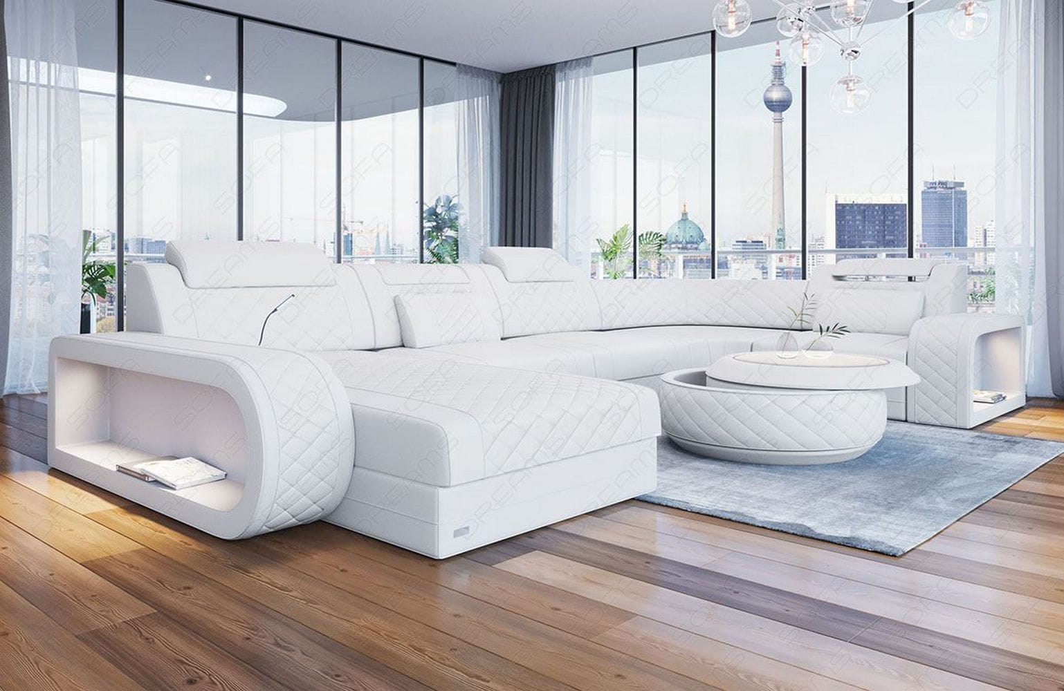 Mini Leder Wohnlandschaft Berlin U-Form