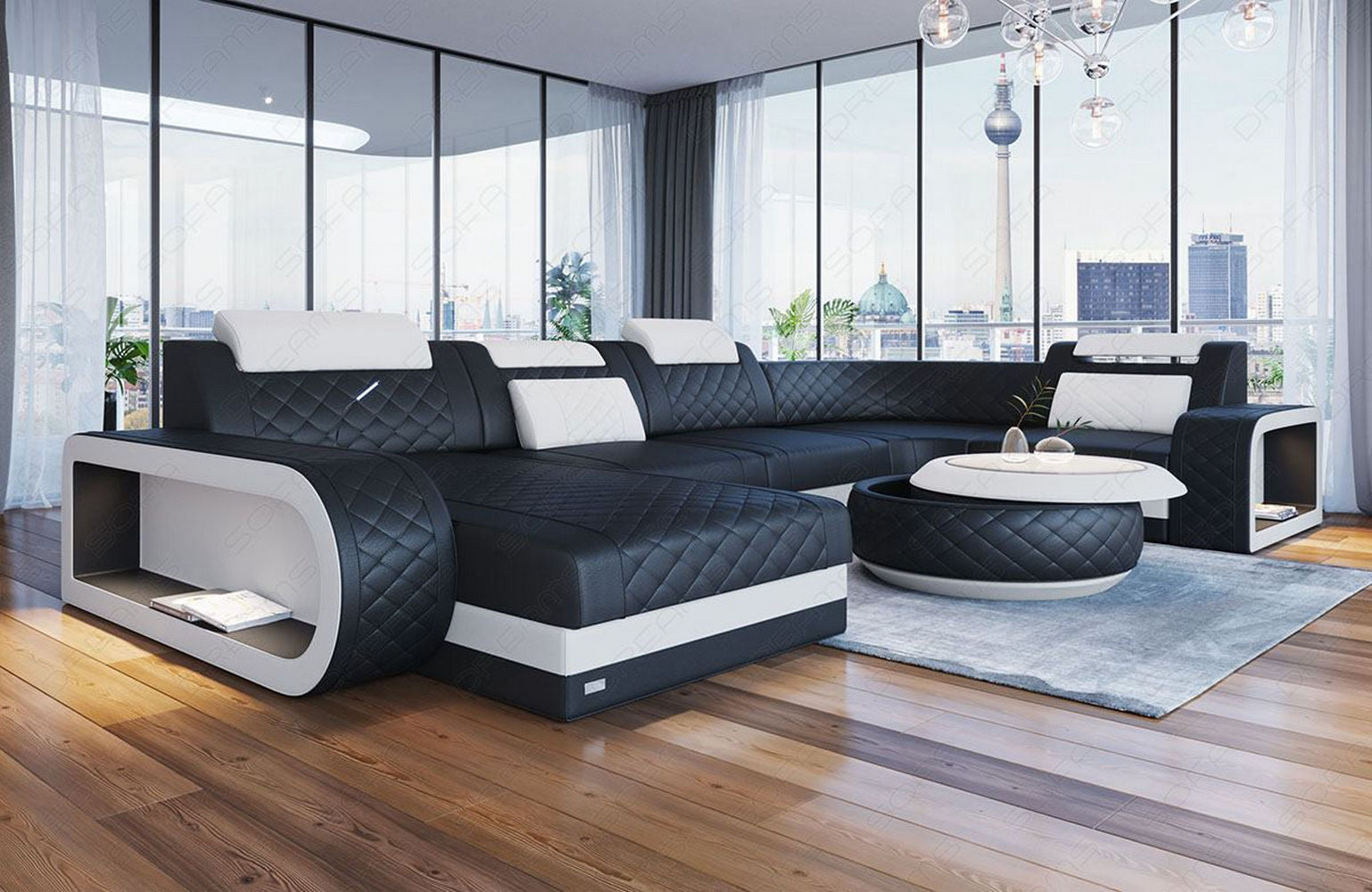 Mini Leder Wohnlandschaft Berlin U-Form