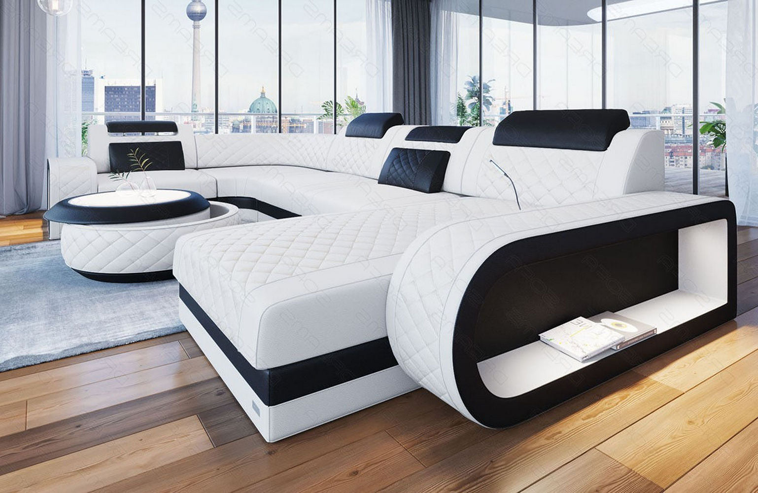 Mini Leder Wohnlandschaft Berlin U-Form