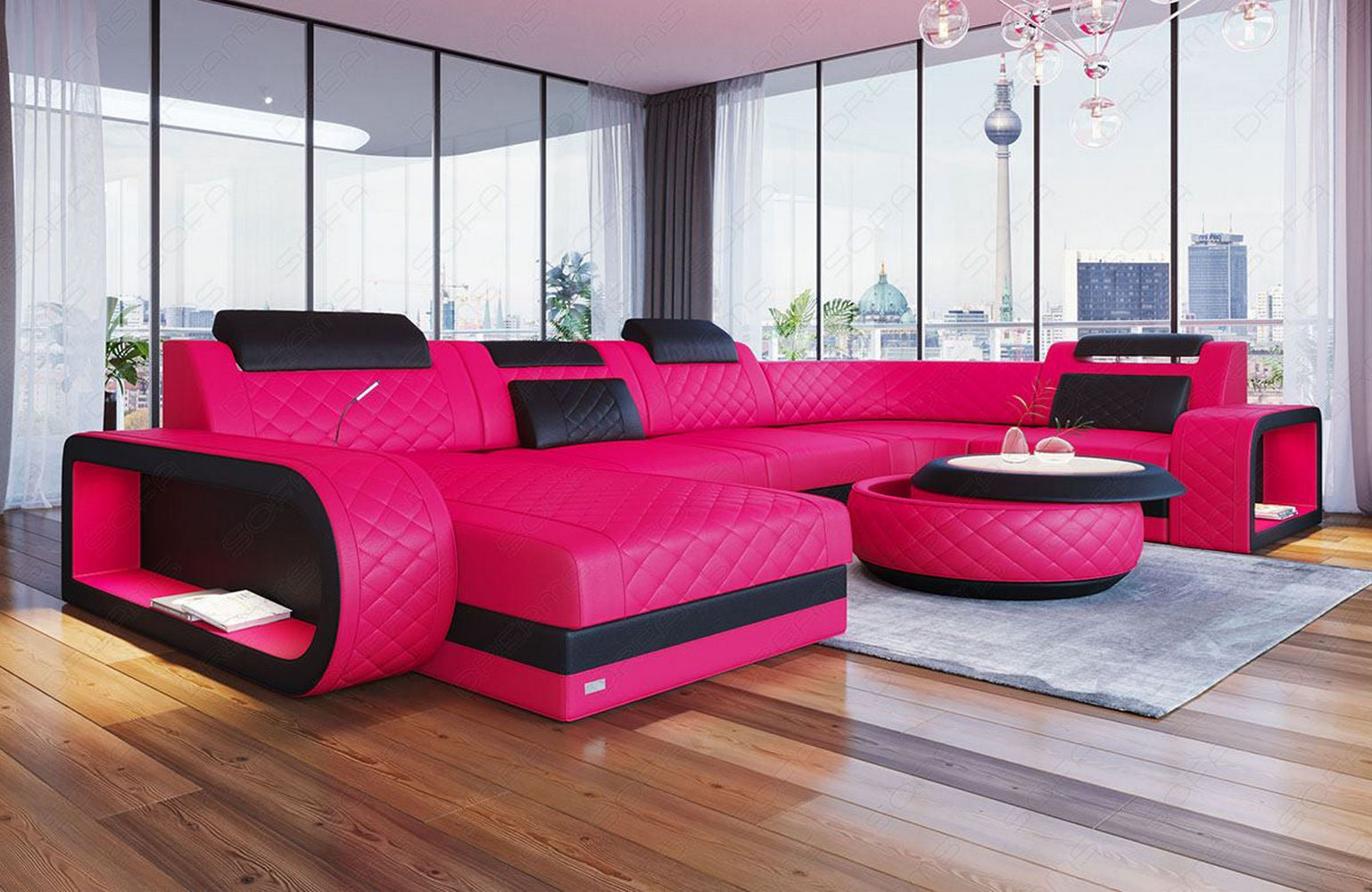 Mini Leder Wohnlandschaft Berlin U-Form