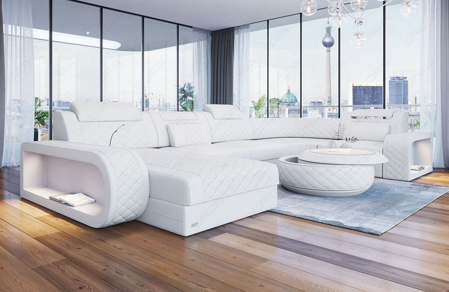 Leder Wohnlandschaft Berlin U-Form – Stil & Komfort