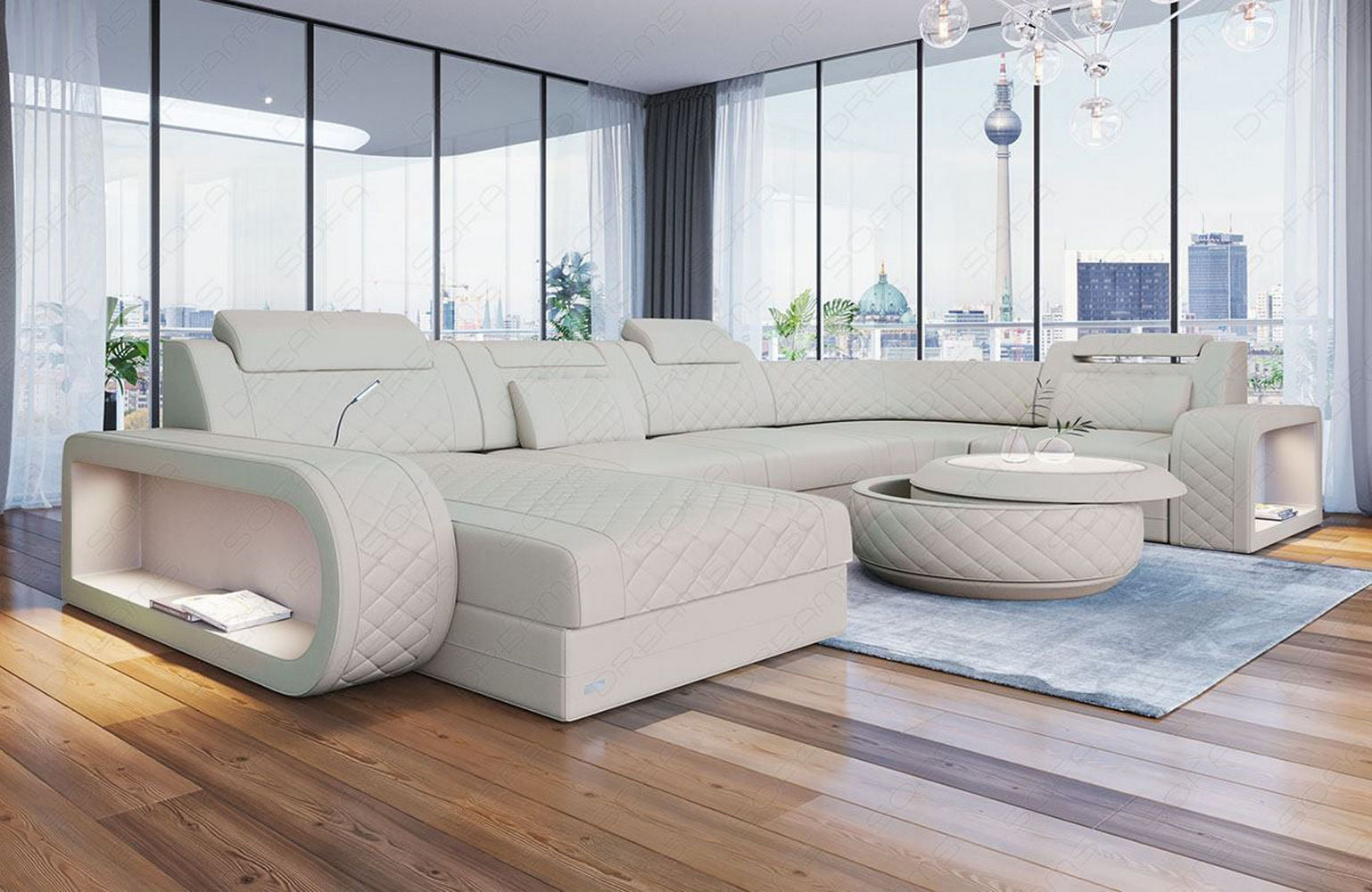 Leder Wohnlandschaft Berlin U-Form – Stil & Komfort