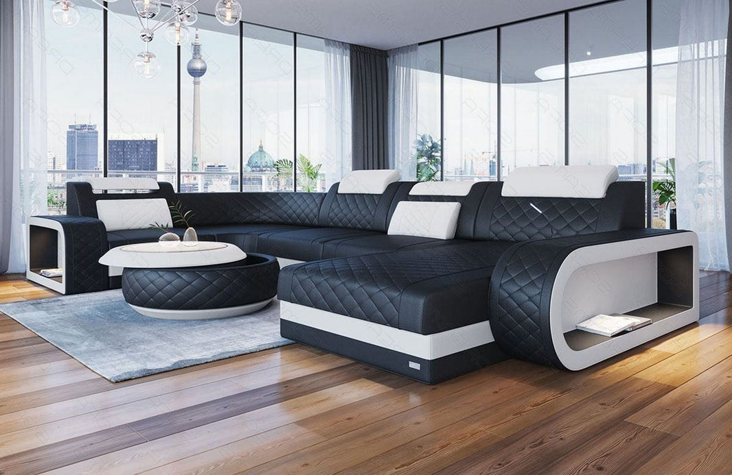 Wohnlandschaft Berlin U-Form aus Leder