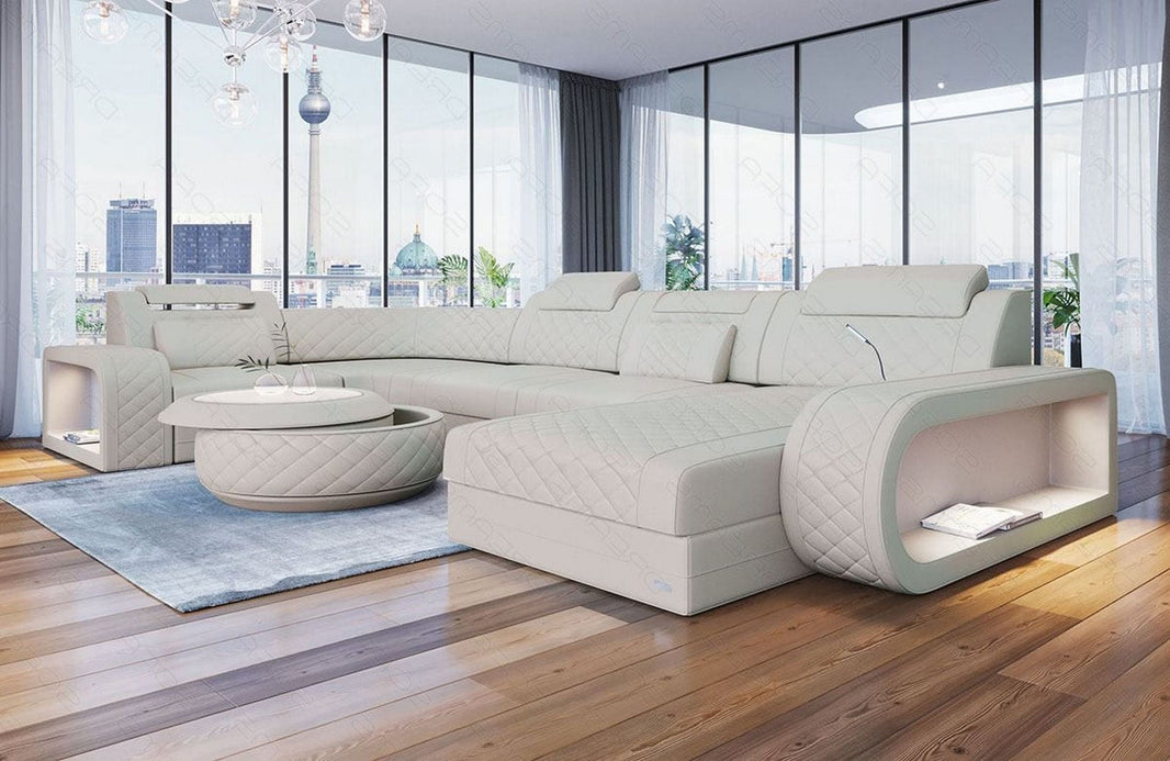 Wohnlandschaft Berlin U-Form aus Leder