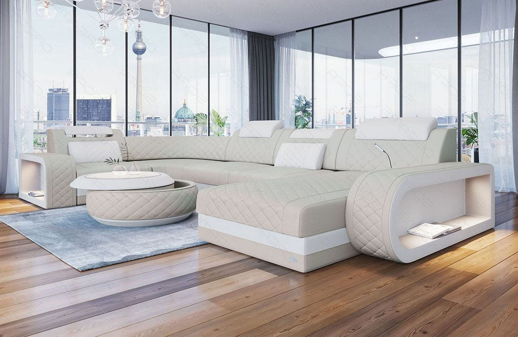 Wohnlandschaft Berlin U-Form aus Leder
