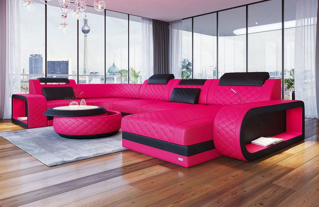 Wohnlandschaft Berlin U-Form aus Leder