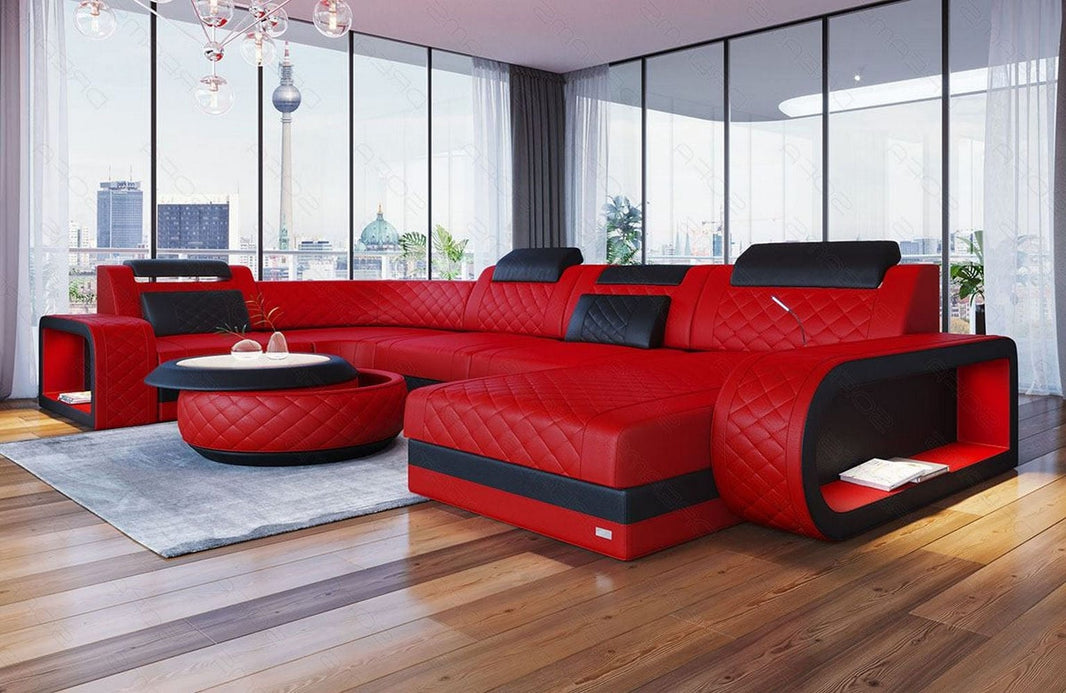 Wohnlandschaft Berlin U-Form aus Leder