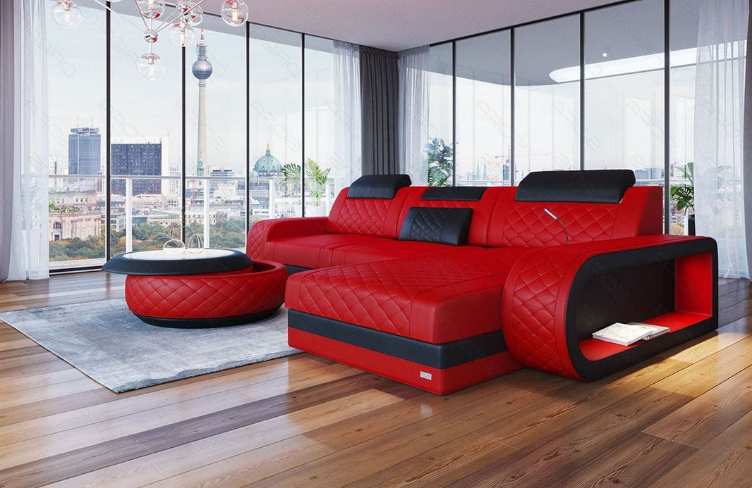 Mini Ecksofa Berlin L-Form in Leder