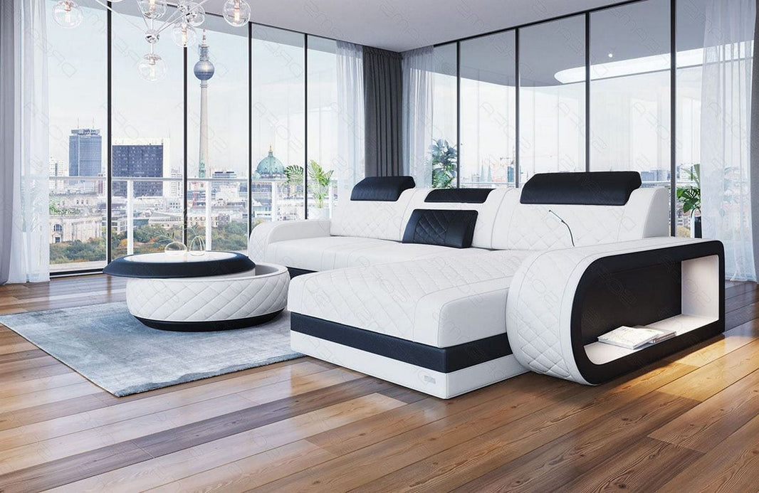 Mini Ecksofa Berlin L-Form in Leder