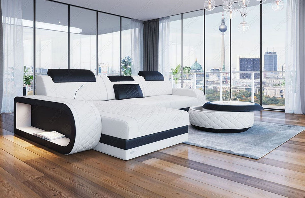 Mini Ecksofa Berlin L-Form in Leder