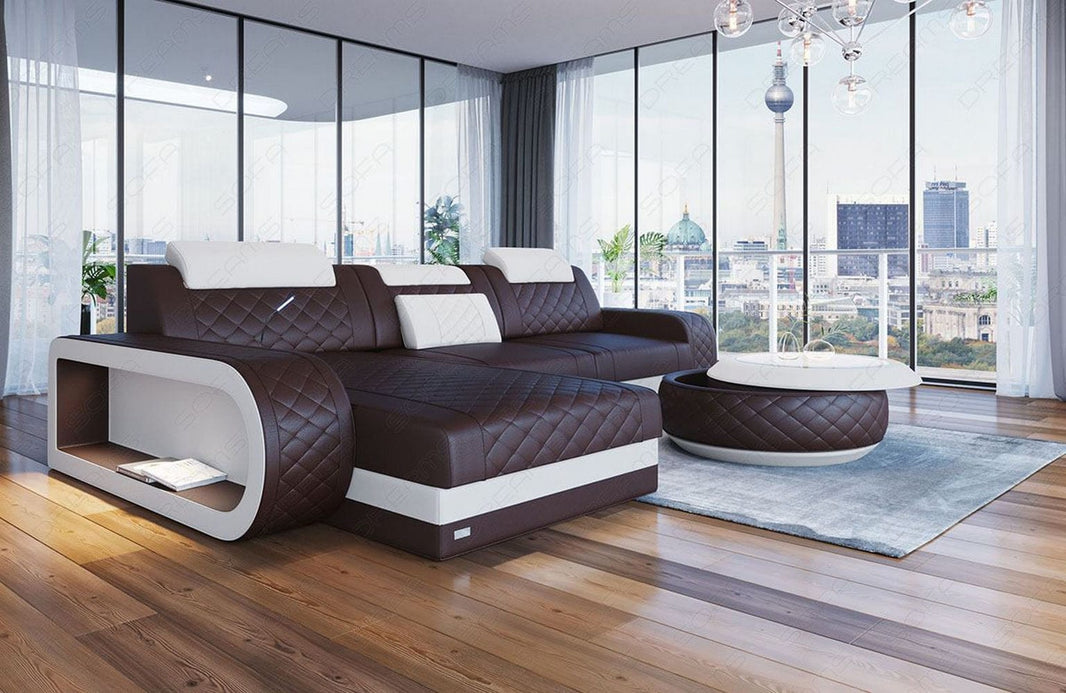 Mini Ecksofa Berlin L-Form in Leder